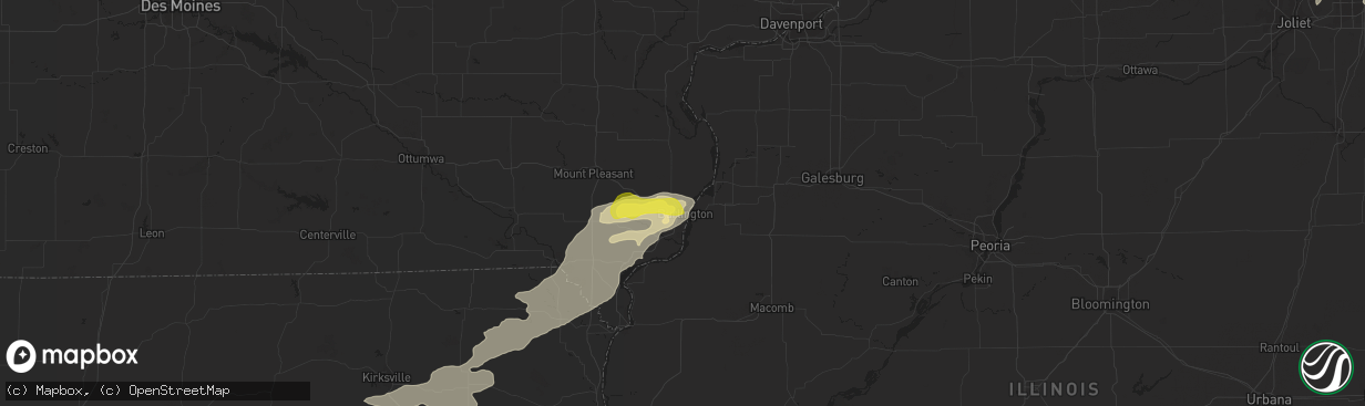 Hail map in Burlington, IA on August 10, 2021