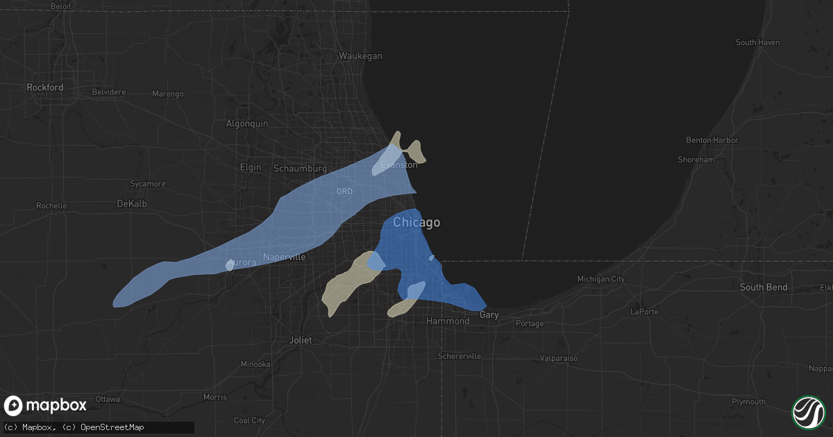 Hail map in Chicago, IL on August 10, 2021