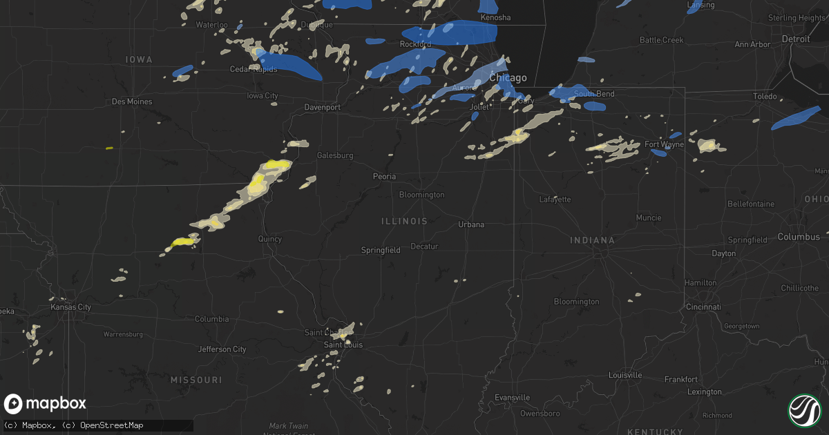 Hail map in Illinois on August 10, 2021