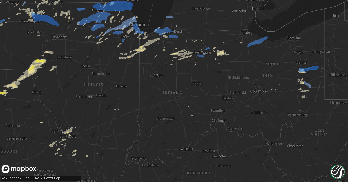 Hail map in Indiana on August 10, 2021
