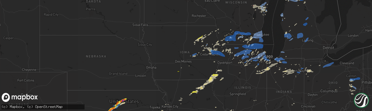 Hail map in Iowa on August 10, 2021