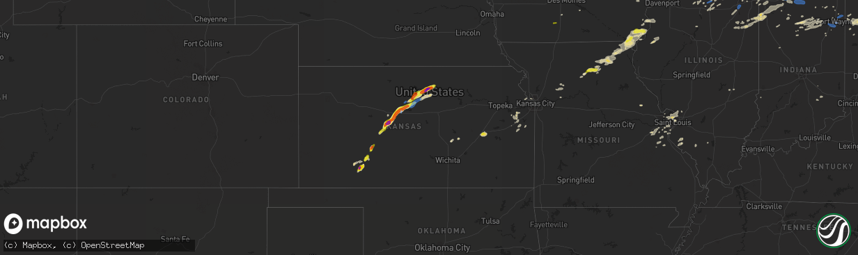 Hail map in Kansas on August 10, 2021