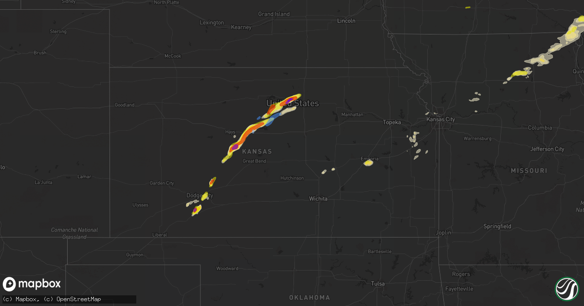 Hail map in Kansas on August 10, 2021