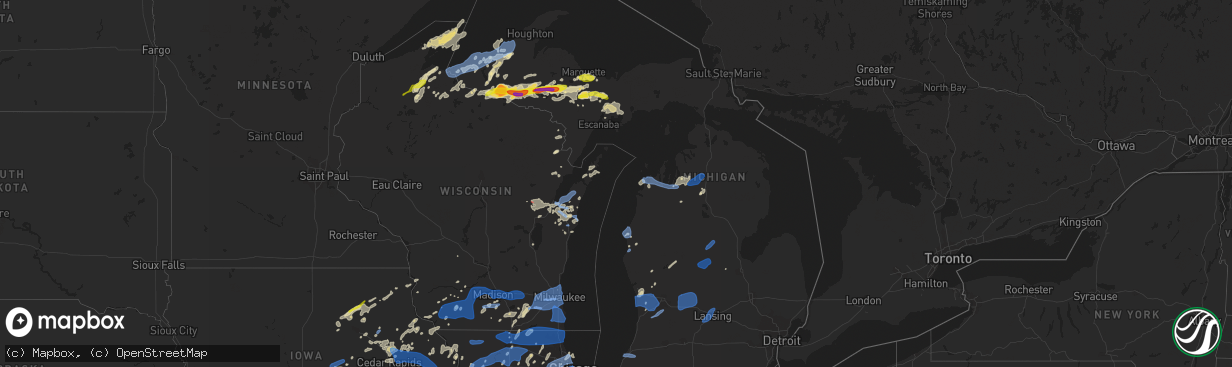 Hail map in Michigan on August 10, 2021