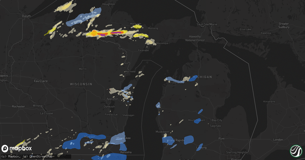 Hail map in Michigan on August 10, 2021