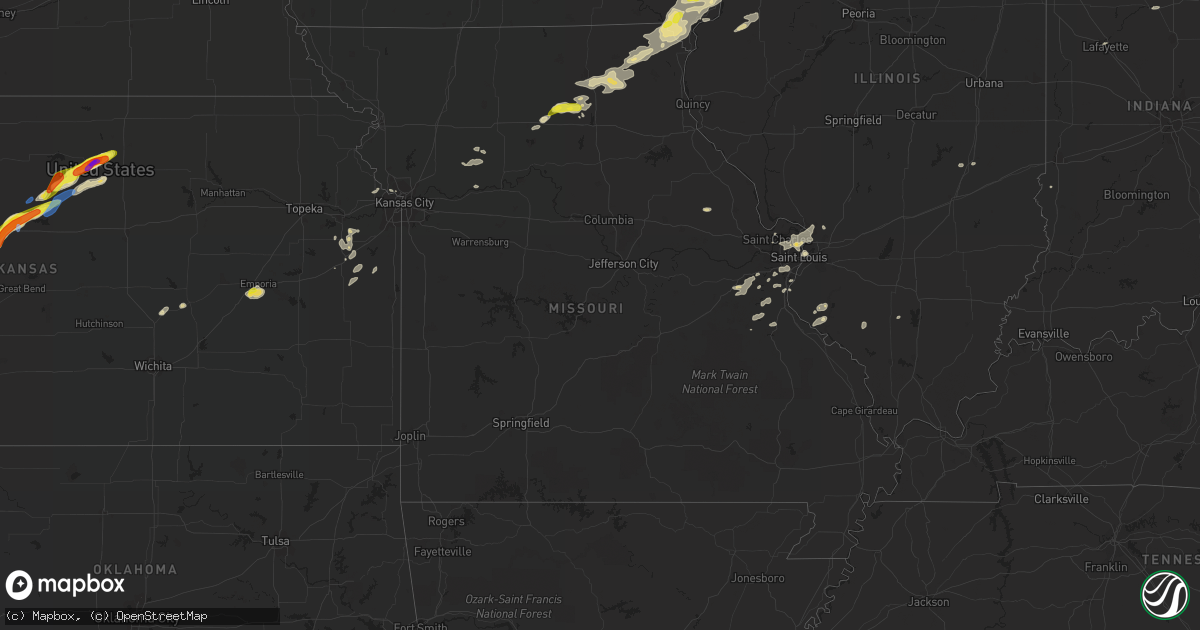 Hail map in Missouri on August 10, 2021