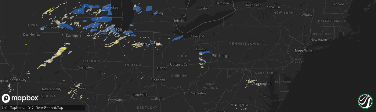 Hail map in Ohio on August 10, 2021