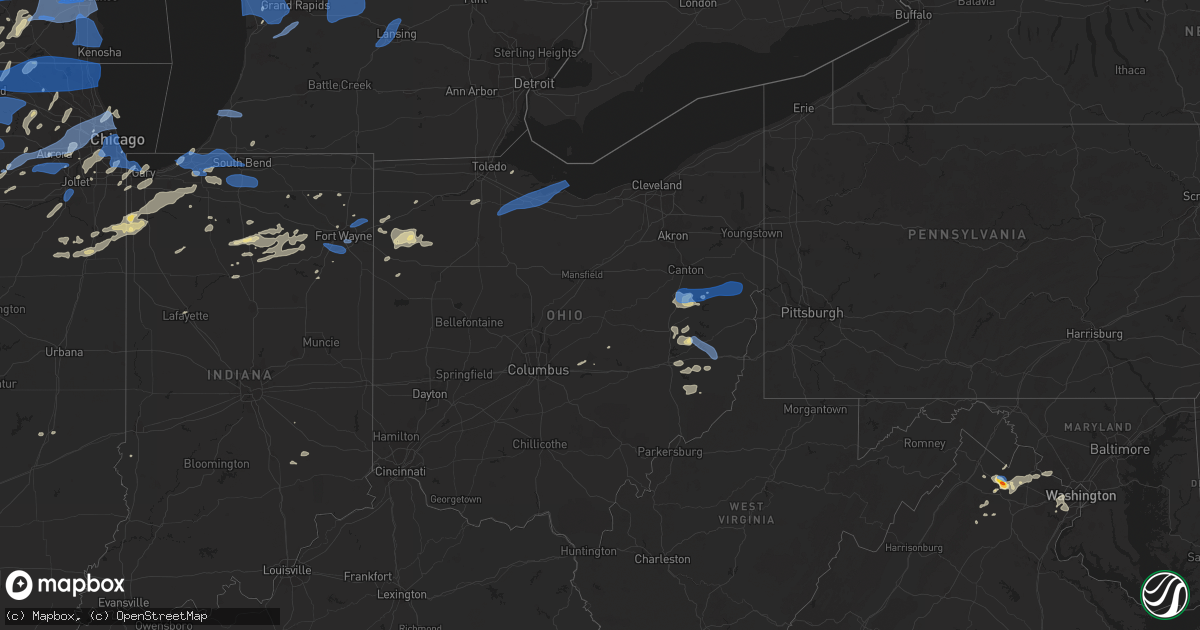 Hail map in Ohio on August 10, 2021