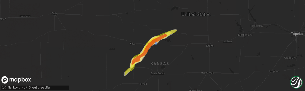 Hail map in Russell, KS on August 10, 2021