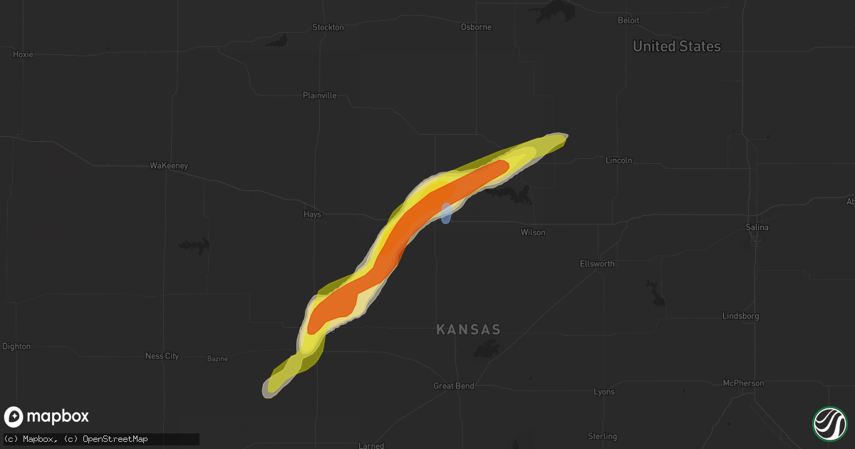 Hail map in Russell, KS on August 10, 2021
