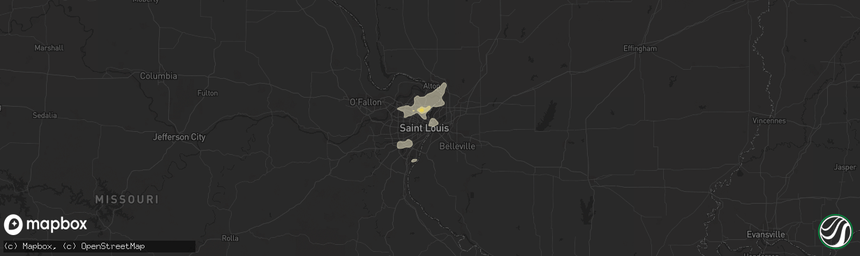 Hail map in Saint Louis, MO on August 10, 2021