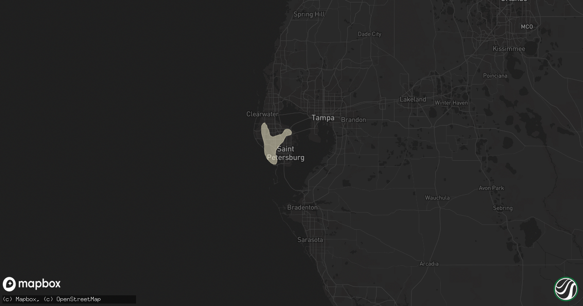 Hail map in Saint Petersburg, FL on August 10, 2021