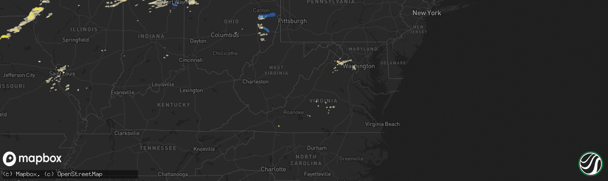 Hail map in Virginia on August 10, 2021