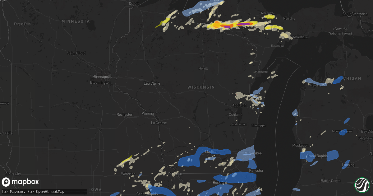 Hail map in Wisconsin on August 10, 2021
