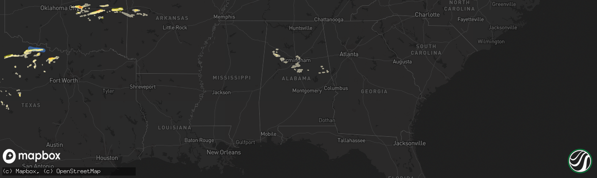Hail map in Alabama on August 10, 2023