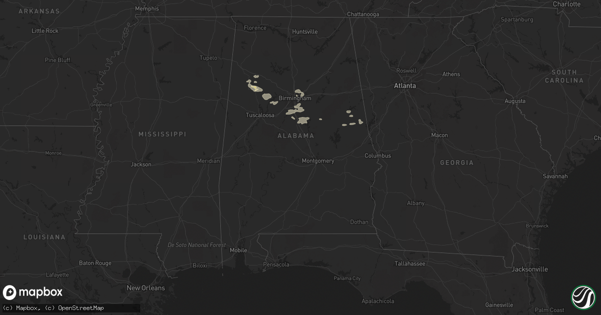 Hail map in Alabama on August 10, 2023