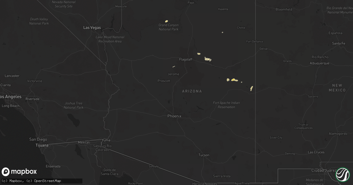 Hail map in Arizona on August 10, 2023