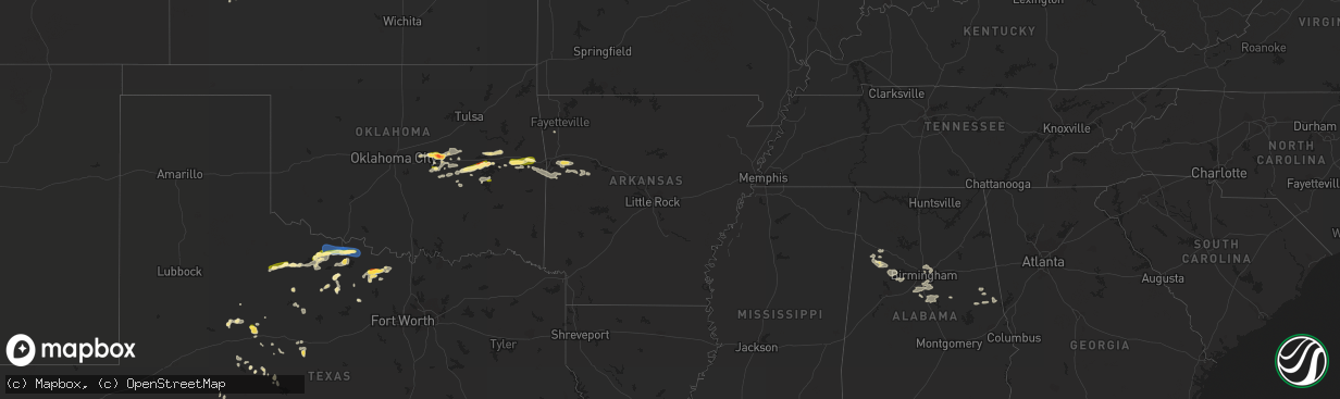 Hail map in Arkansas on August 10, 2023