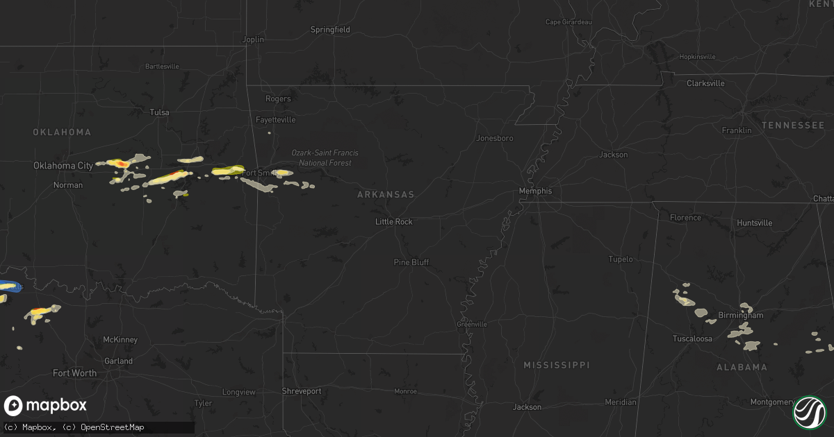 Hail map in Arkansas on August 10, 2023