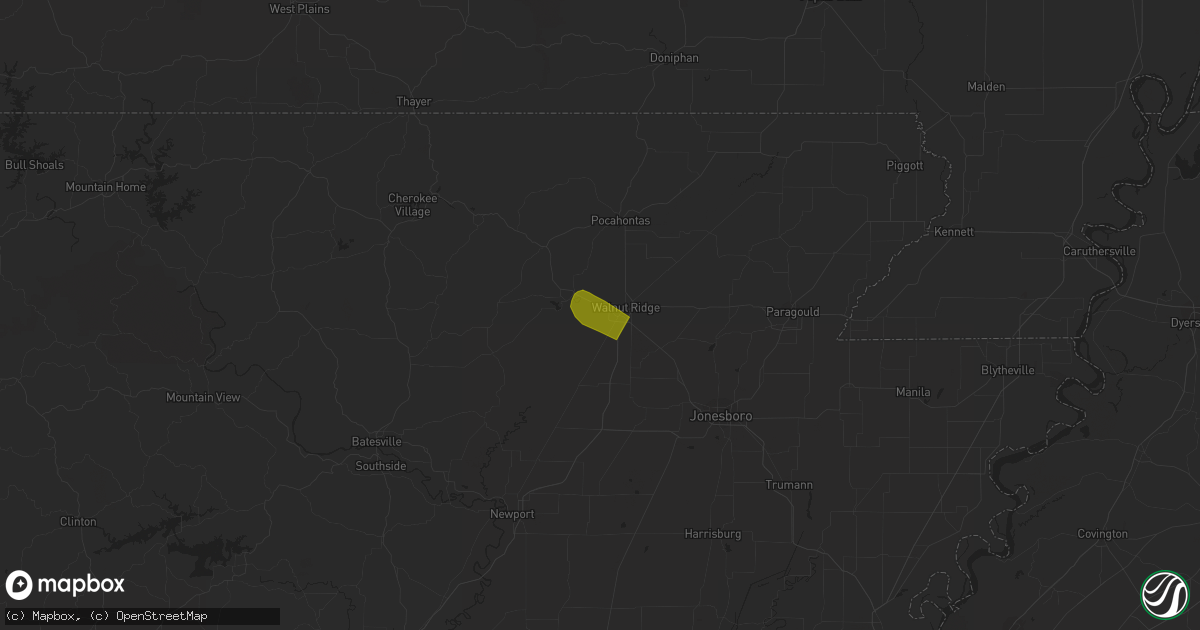 Hail map in Hoxie, AR on August 10, 2023