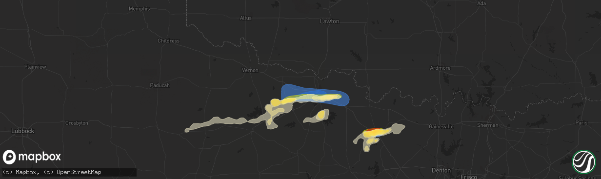 Hail map in Iowa Park, TX on August 10, 2023