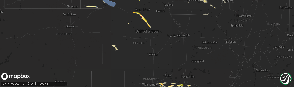 Hail map in Kansas on August 10, 2023