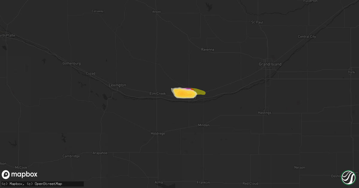 Hail map in Kearney, NE on August 10, 2023