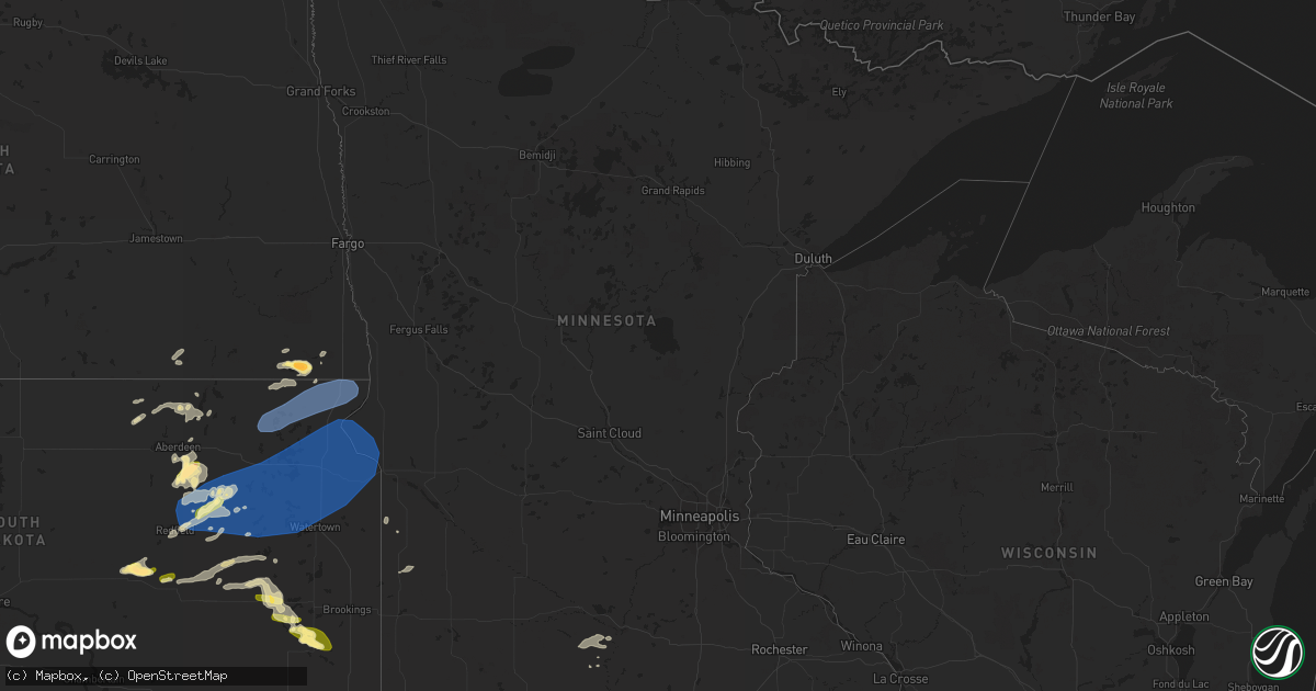 Hail map in Minnesota on August 10, 2023