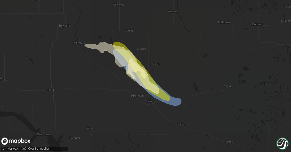 Hail map in Minot Afb, ND on August 10, 2023