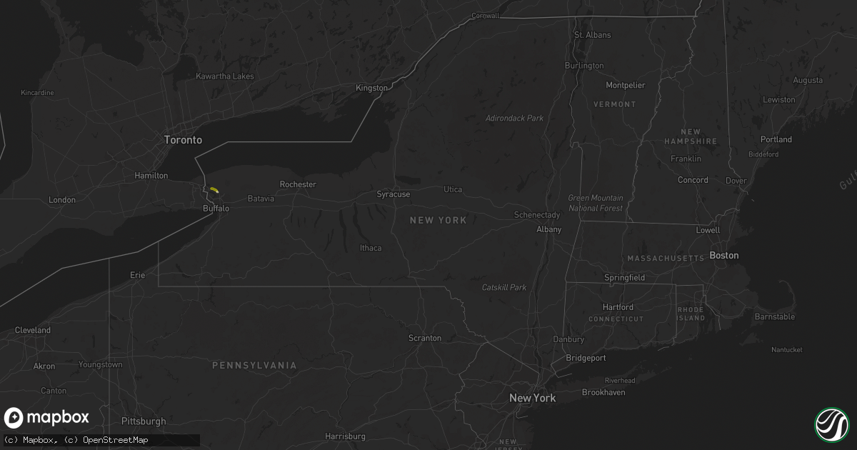 Hail map in New York on August 10, 2023