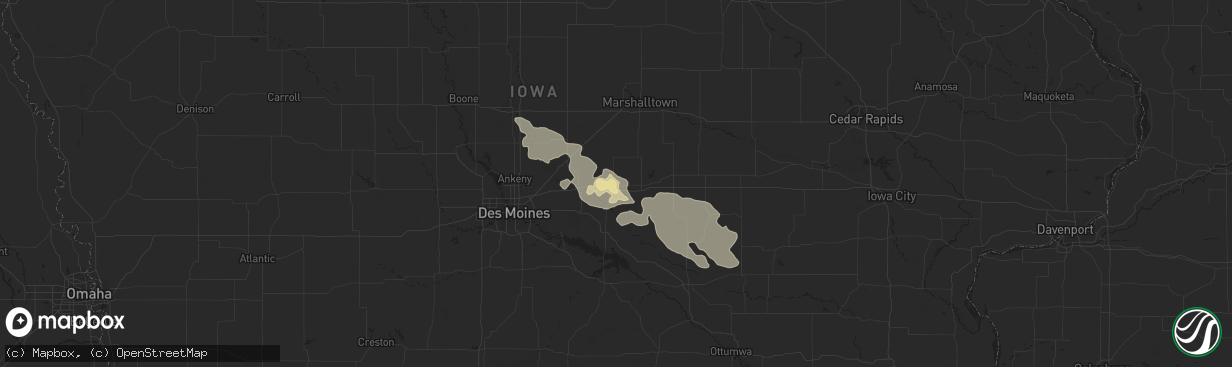 Hail map in Newton, IA on August 10, 2023