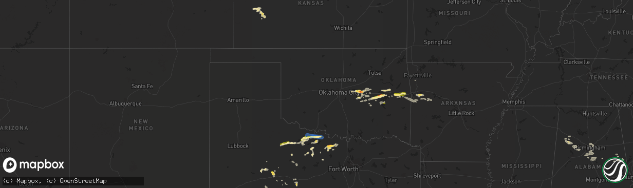 Hail map in Oklahoma on August 10, 2023