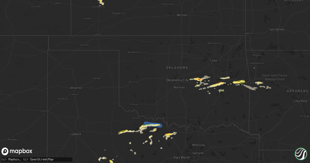Hail map in Oklahoma on August 10, 2023