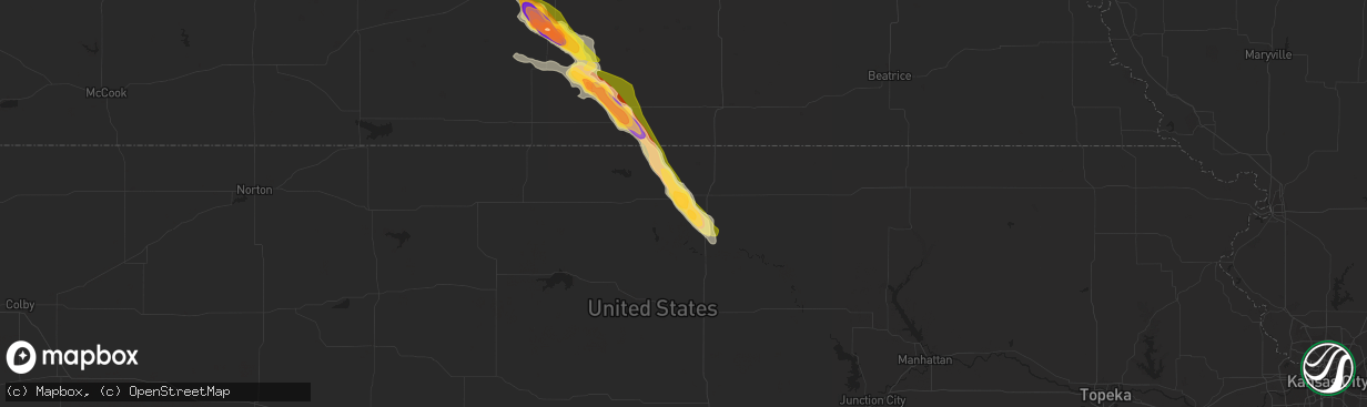 Hail map in Scandia, KS on August 10, 2023
