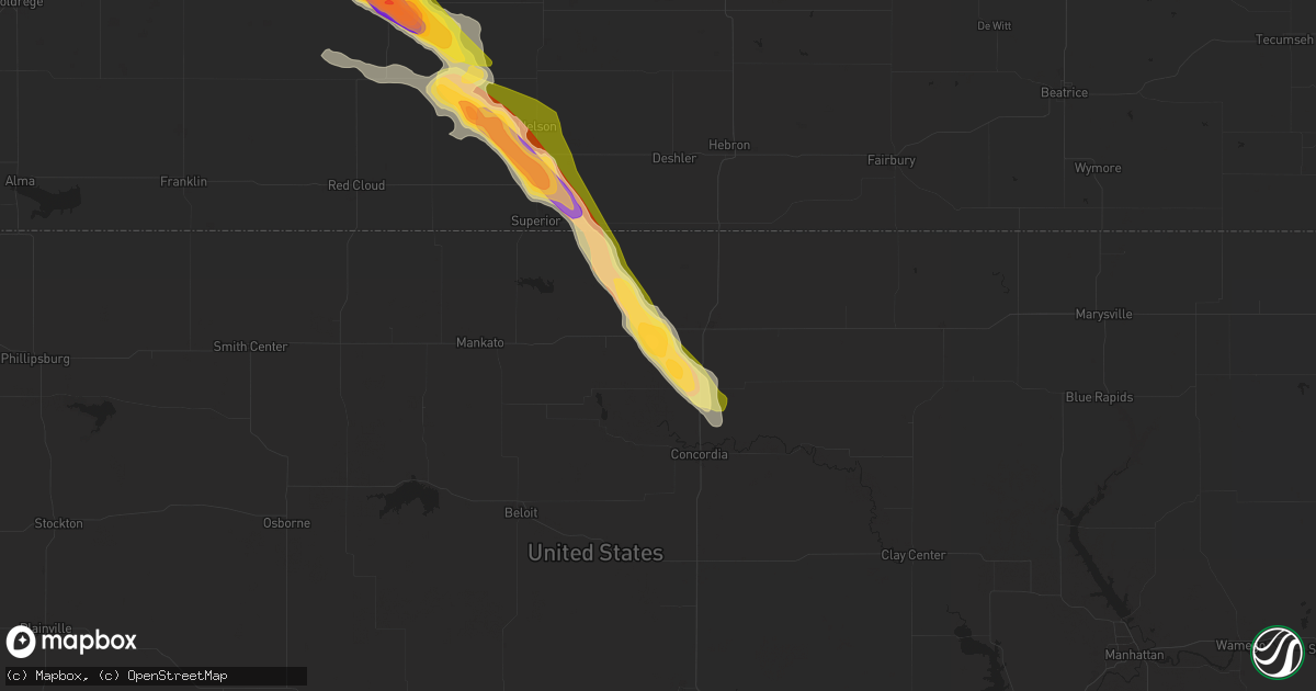 Hail map in Scandia, KS on August 10, 2023