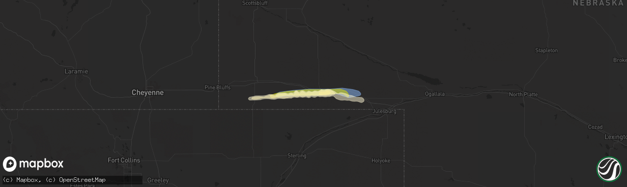 Hail map in Sidney, NE on August 10, 2023