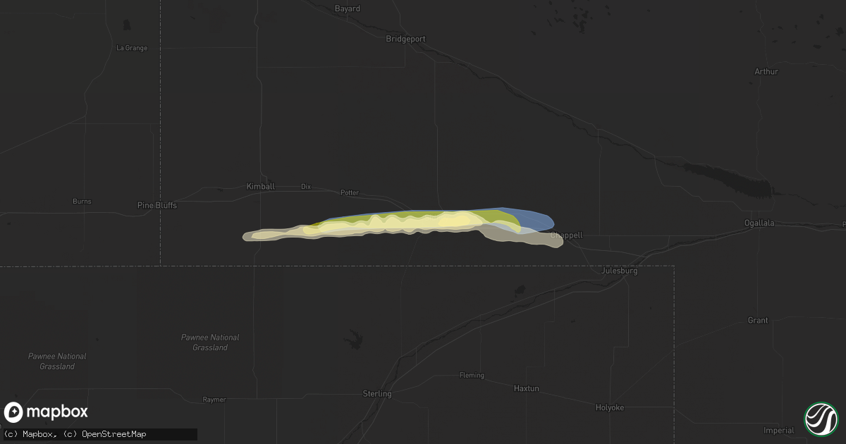 Hail map in Sidney, NE on August 10, 2023