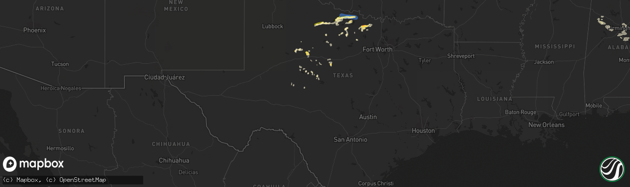 Hail map in Texas on August 10, 2023