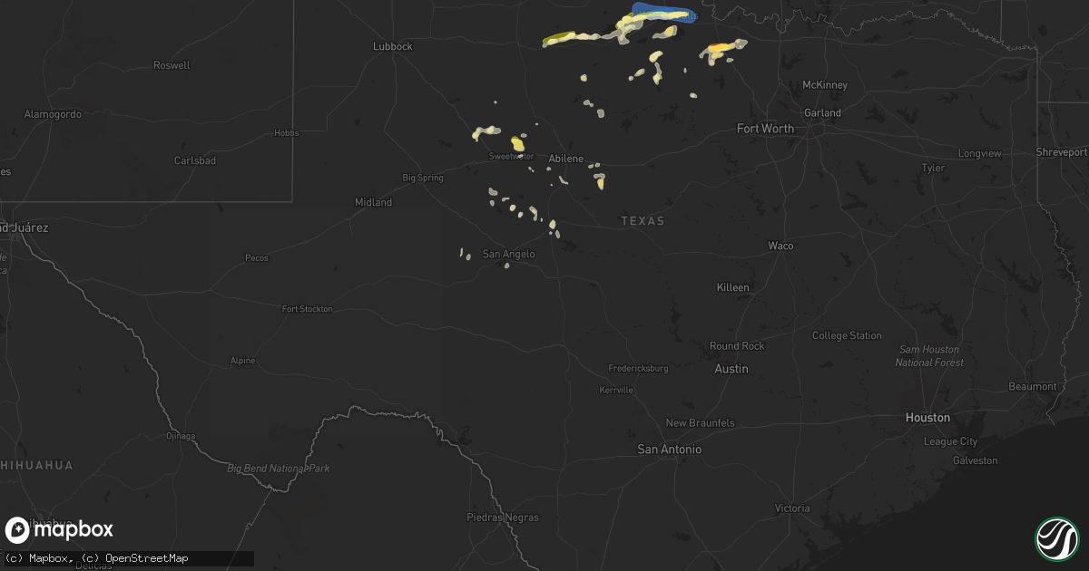 Hail map in Texas on August 10, 2023