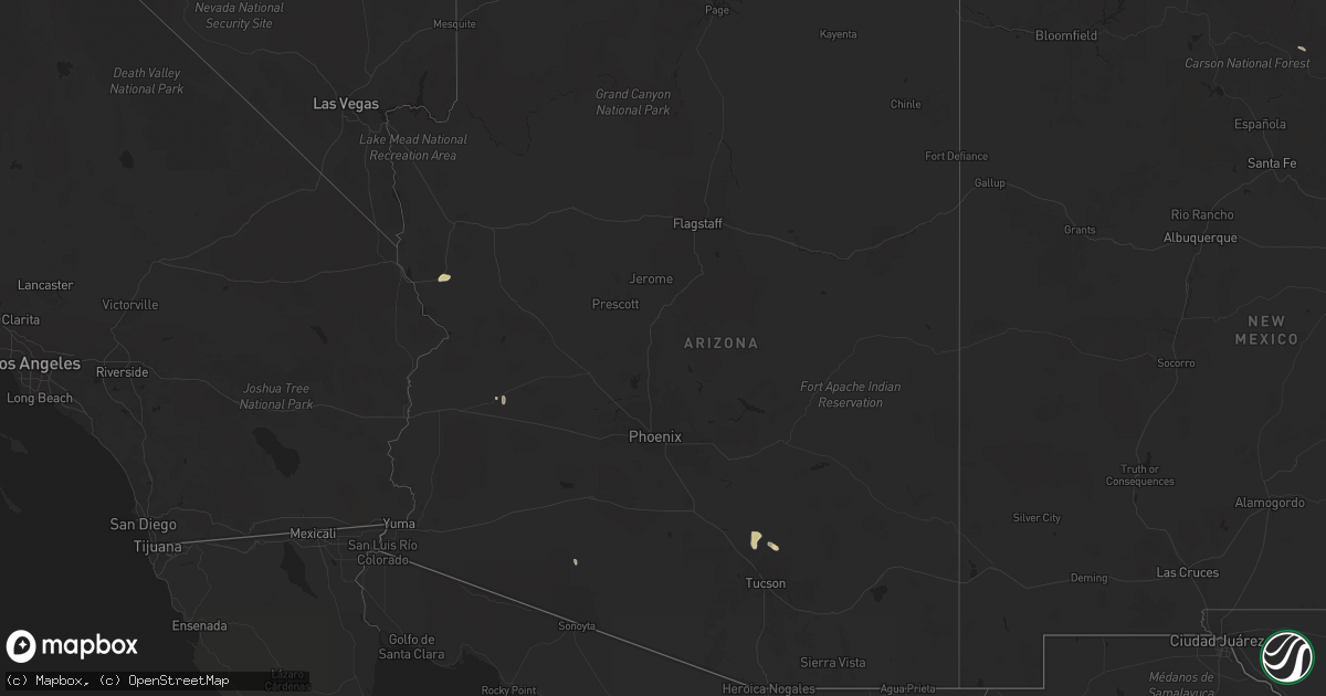 Hail map in Arizona on August 10, 2024
