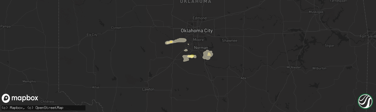 Hail map in Blanchard, OK on August 10, 2024