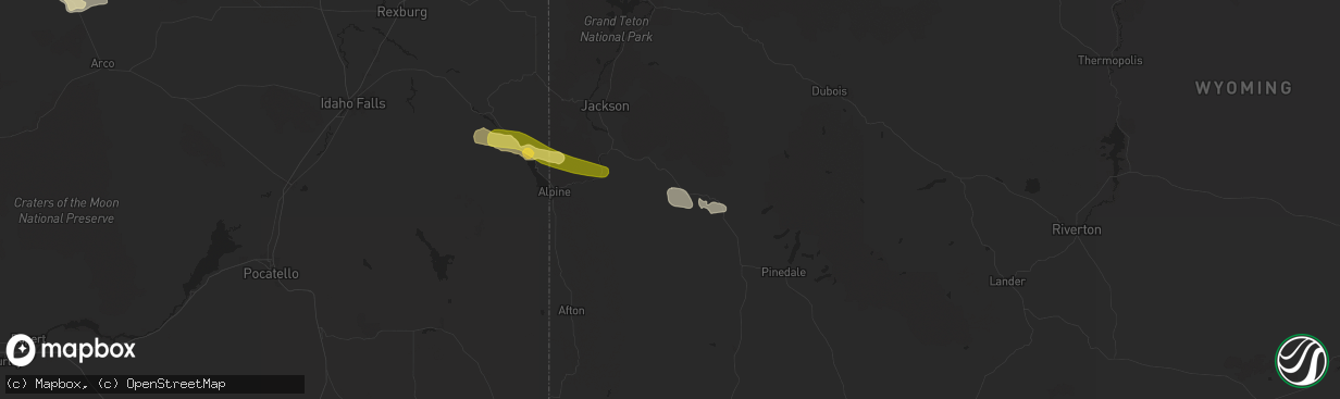 Hail map in Bondurant, WY on August 10, 2024