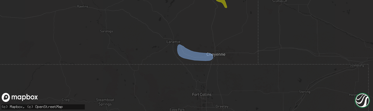 Hail map in Buford, WY on August 10, 2024