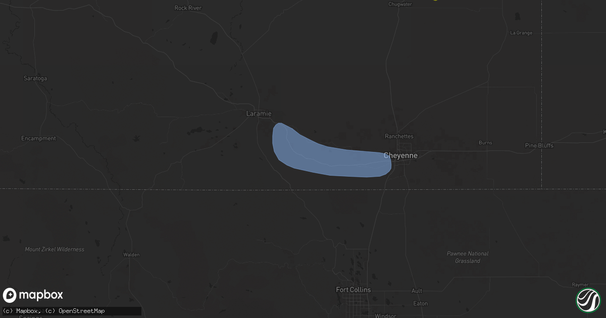 Hail map in Buford, WY on August 10, 2024