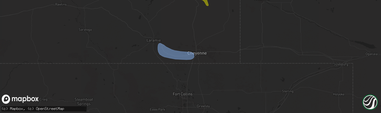 Hail map in Cheyenne, WY on August 10, 2024