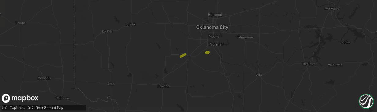 Hail map in Chickasha, OK on August 10, 2024