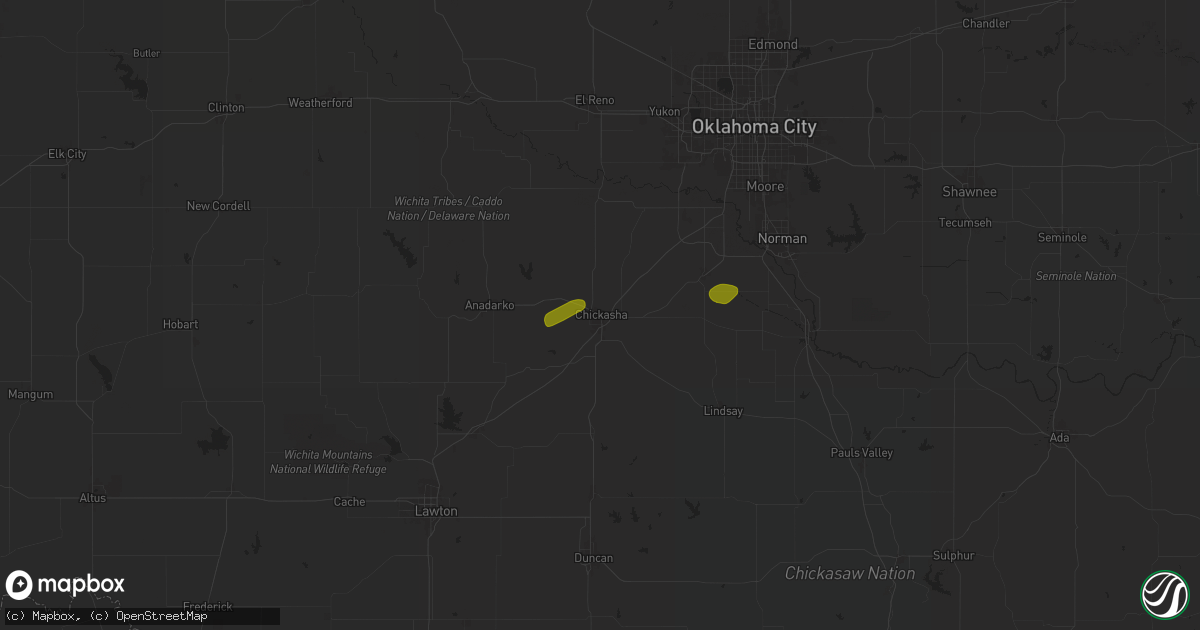 Hail map in Chickasha, OK on August 10, 2024