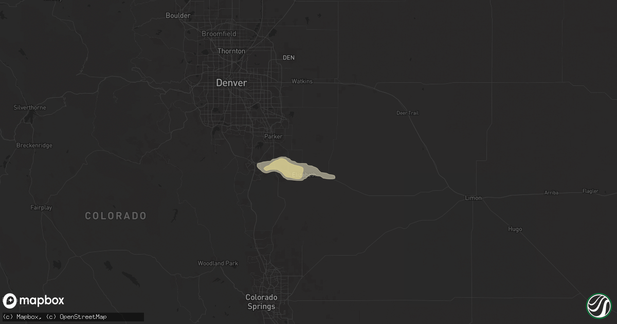 Hail map in Elizabeth, CO on August 10, 2024