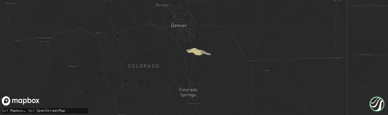 Hail map in Franktown, CO on August 10, 2024