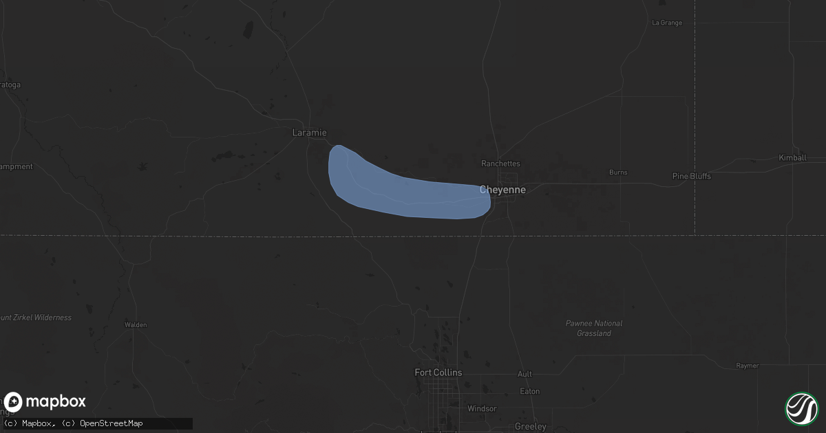 Hail map in Granite Canon, WY on August 10, 2024
